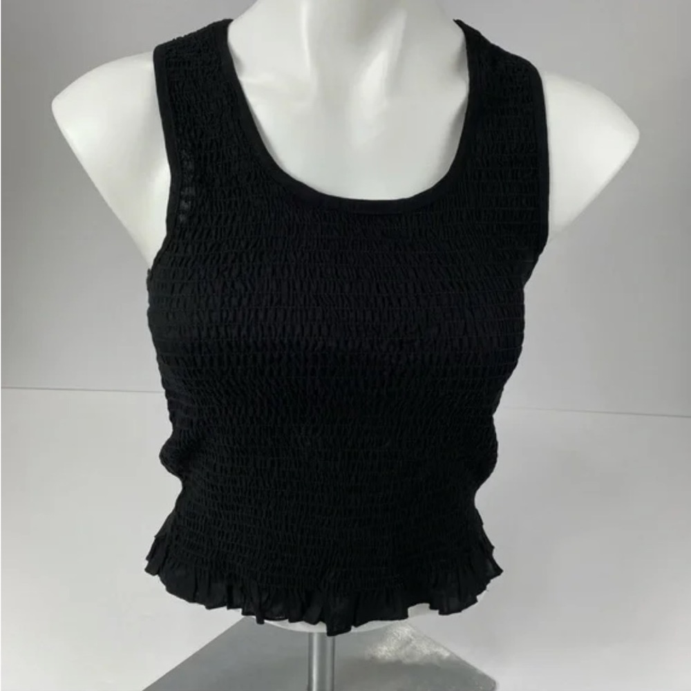 Japna Ribbed Black Crop Tank Top by Japna